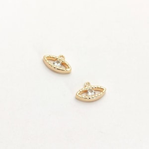 Dijes de mal de ojo 2 en 1, dije de ojo de Horus con circonita cúbica, colgantes de forma ovalada, suministros para joyería, 2 piezas