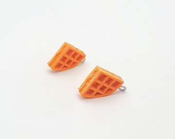 Tiny Resin Waffle Charms: Novelty Pendants, Earring Making (4 Pieces)