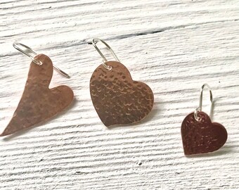 Copper and sterling silver earrings