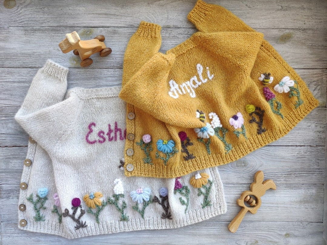 Personalized Cardigan With Baby Girl Name. Custom Handmade Etsy