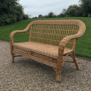Wicker Garden Double Bench Handcrafted From Natural Rattan