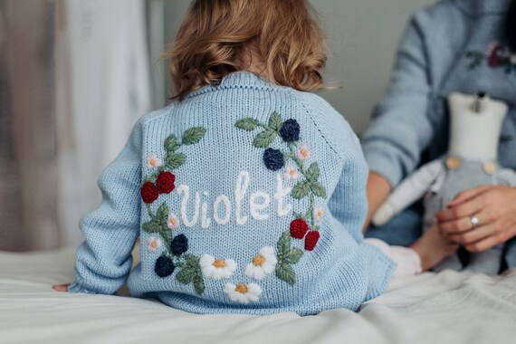 Personalized Knitted Sweater With Baby Name and Embroidered 