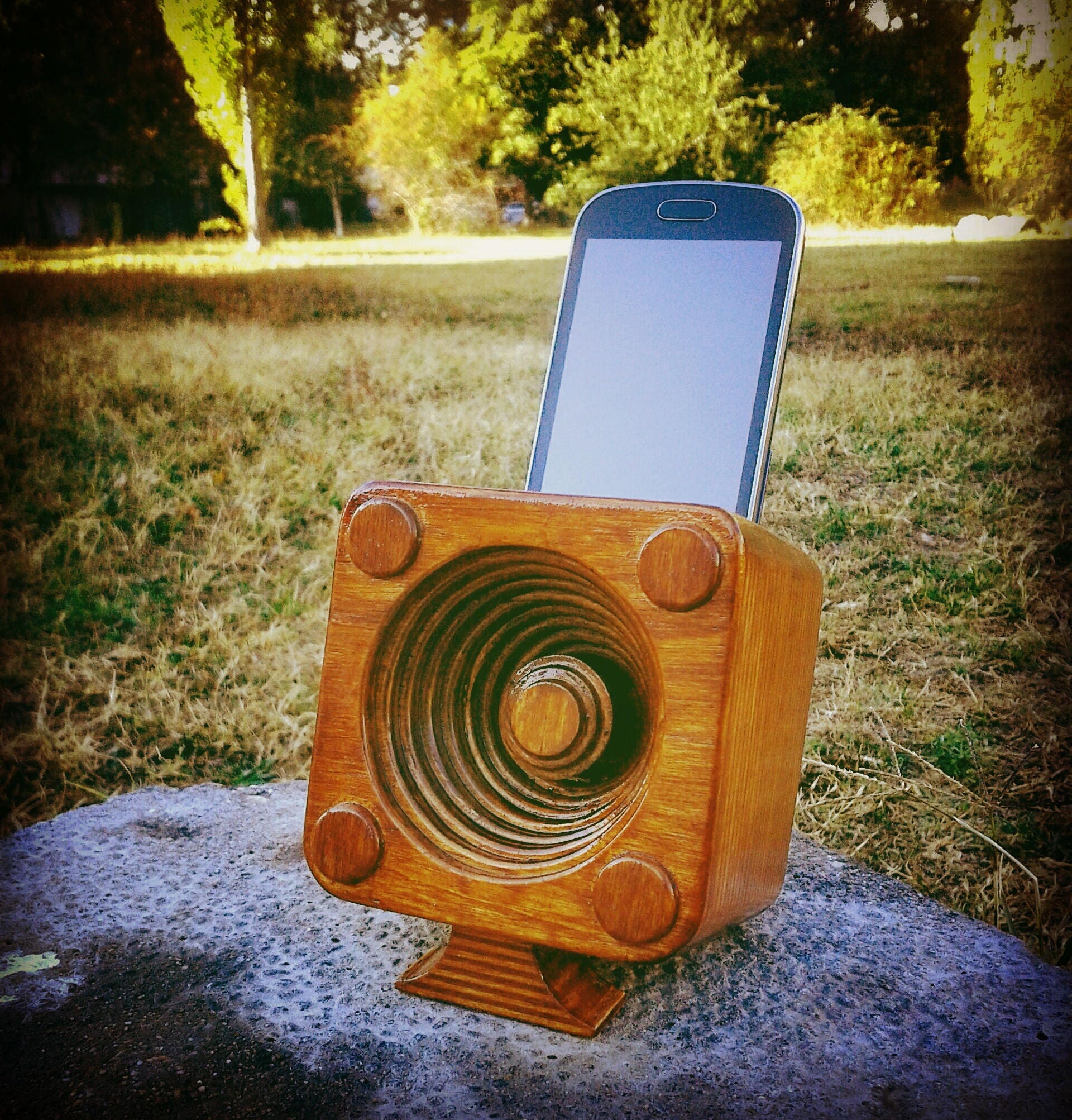 Handmade Wooden Phone Stand Speaker / Amplifier for Etsy