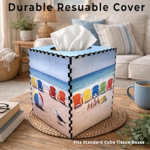 Wood Tissue Box Cover – Beach or Coastal Decor