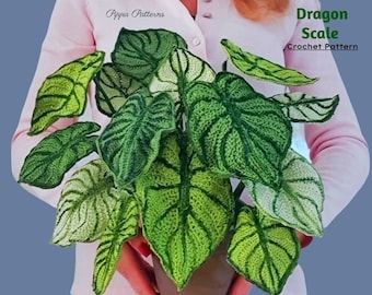 Drachenschuppen Häkelanleitung Foto-Tutorial - Pflanzen häkeln - für Décor, Blumensträuße und Gestecke