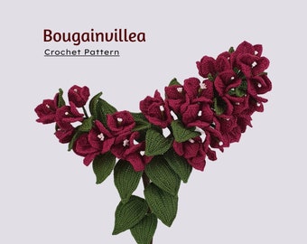 Schema Bougainvillea all'uncinetto - tutorial fotografico - schema all'uncinetto per decorazioni, bouquet e composizioni