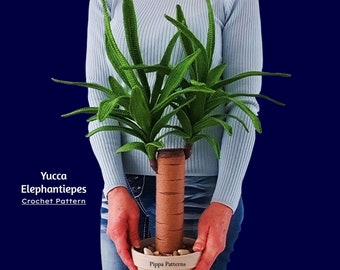 Yucca Elephantiepes Plant Pattern photo tutorial -  Crochet Plant Pattern - for Décor, Bouquets and Arrangements