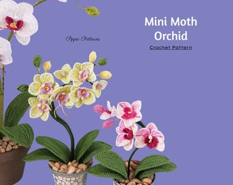 Gehaakt mini-mottenorchideepatroon - fototutorial voor decor, boeketten en arrangementen