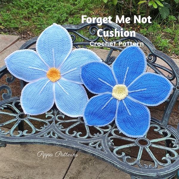 Coussin Forget Me Not - Oreiller Forget Me Not - Tutoriel photo - Modèle au crochet