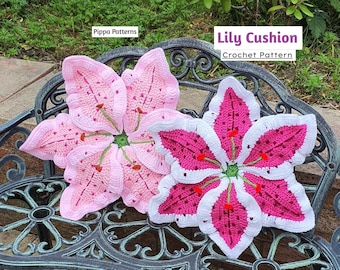 Lily Cushion - Lily pillow - photo tutorial - crochet pattern