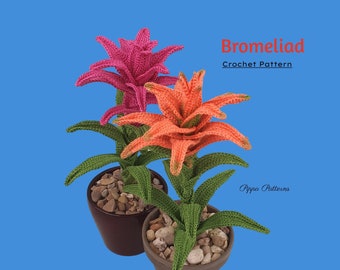 Bromeliad Crochet Pattern  -  Crochet Bromeliad Pattern photo tutorial- for Decor, Bouquets and Arrangements