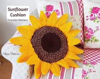 Crochet Flower Cushion - Sunflower Cushion - Sunflower pillow - crochet tutorial - crochet pattern