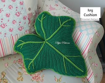 Crochet ivy leaf cushion  pattern - ivy pillow - photo tutorial