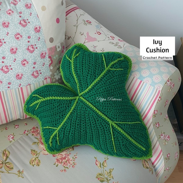 Crochet ivy leaf cushion  pattern - ivy pillow - photo tutorial