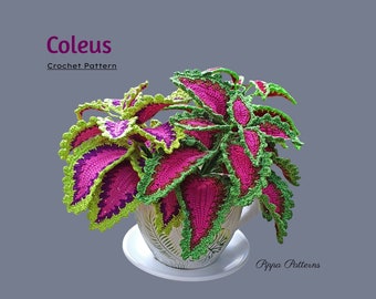 Crochet Coleus Pattern  photo tutorial -  Crochet Coleus Plant Pattern - for Decor, Bouquets and Arrangements