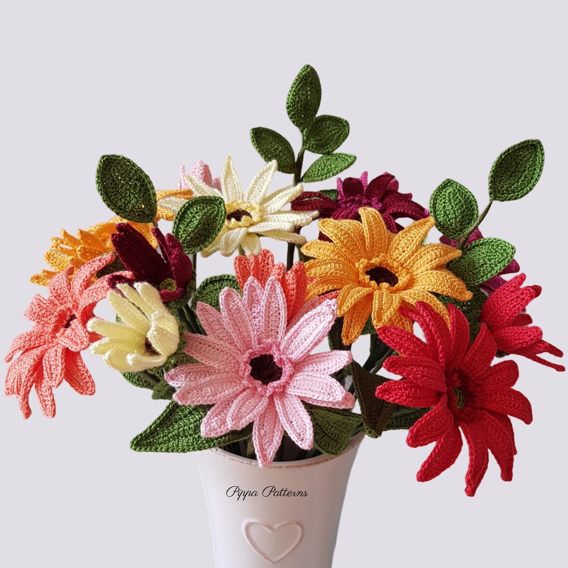 Crochet Gerbera Flower Pattern Photo Tutorial Plant Decoration Etsy