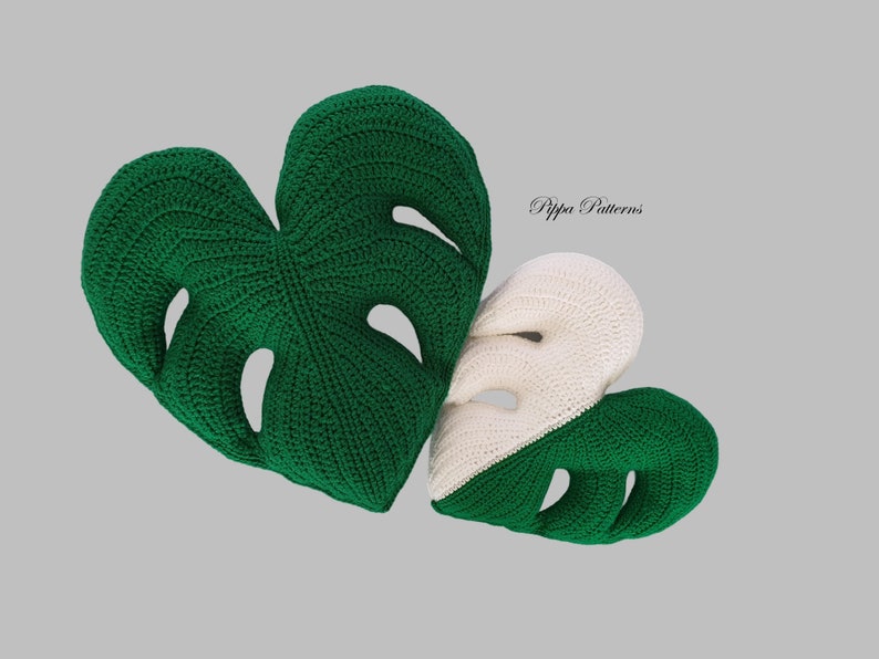 Crochet monstera leaf cushion pattern monstera pillow photo tutorial image 8