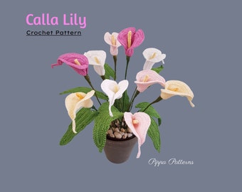 Crochet Calla Lily  Pattern photo tutorial- Crochet Calla Lily Wedding bouquet Pattern -  for Decor, Bouquets and Arrangements