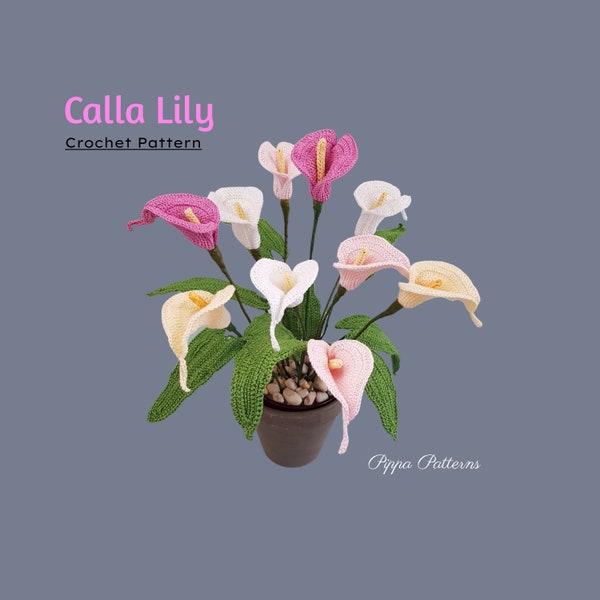 Crochet Calla Lily  Pattern photo tutorial- Crochet Calla Lily Wedding bouquet Pattern -  for Decor, Bouquets and Arrangements