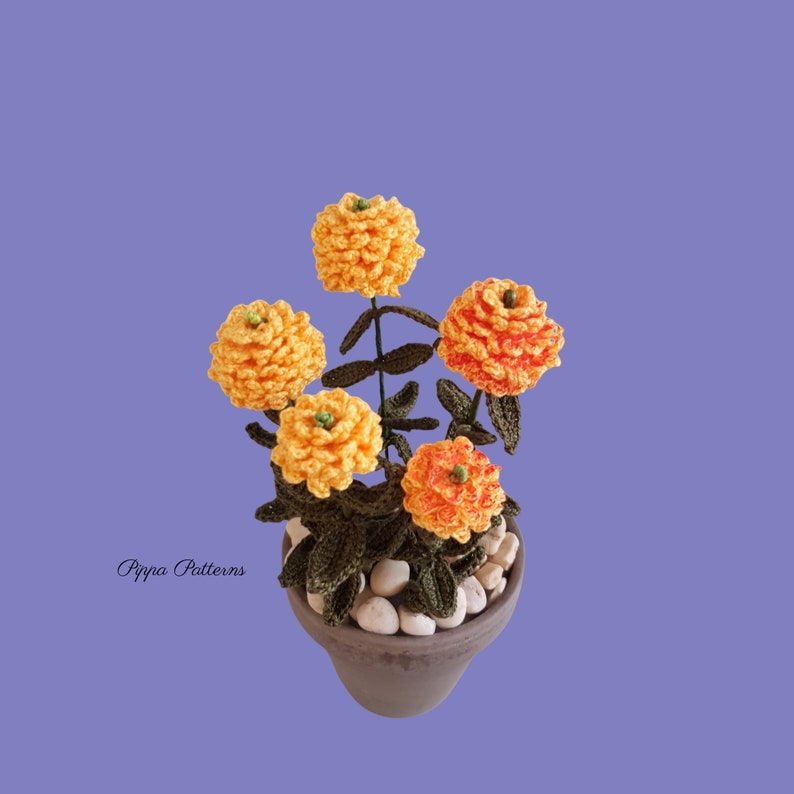 Crochet marigold flower pattern photo tutorial crochet image 3