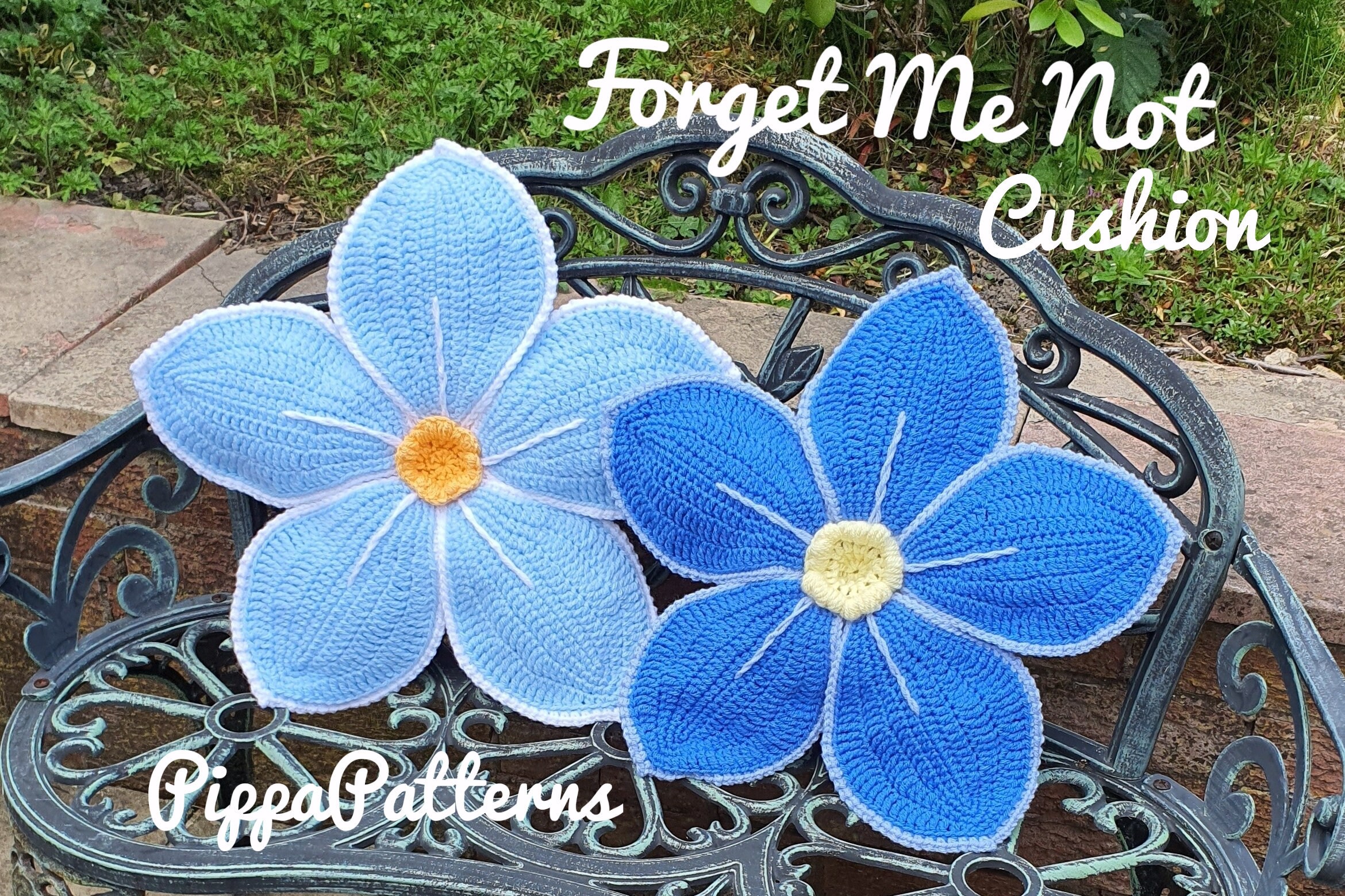 Forget Me Not Cushion - Forget me Not pillow - photo tutorial - croch…