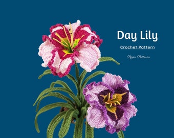 Crochet Day Lily Flower Pattern - photo tutorial for Decor, Bouquets and Arrangement