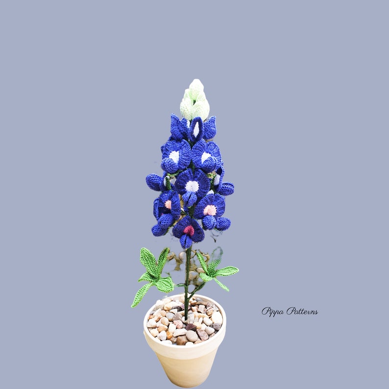 Crochet Bluebonnet Pattern Crochet Flower Pattern photo tutorial crochet pattern for Decor, Bouquets and Arrangements image 6