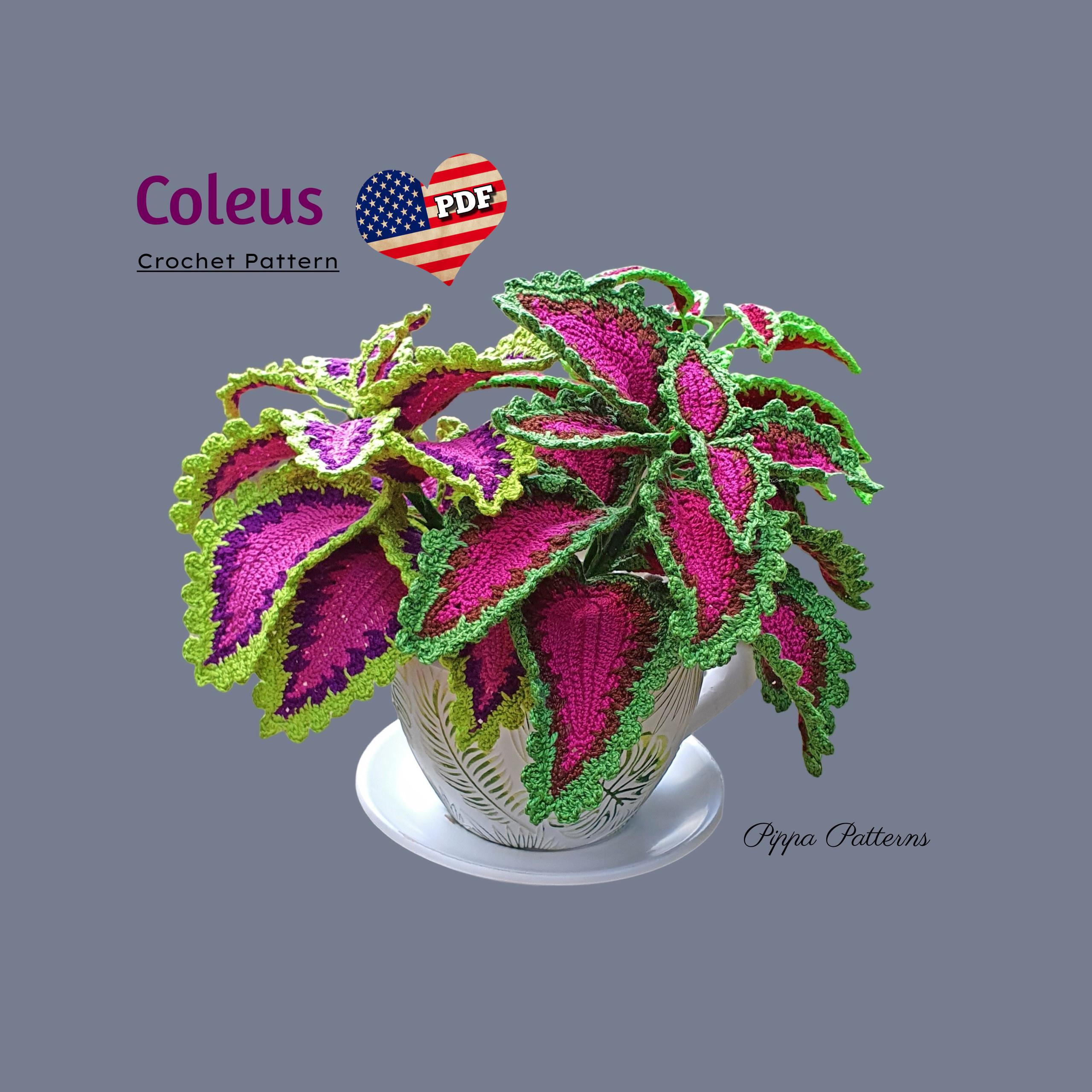 Crochet Coleus Pattern  photo tutorial -  Crochet Coleus Plant Pattern - for Decor, Bouquets and Arrangements