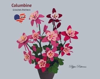 Crochet Columbine Flower Pattern: Photo Tutorial (PDF Pattern)