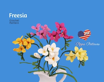 Crochet Freesia Flower  Pattern photo tutorial -  for Decor, Bouquets and Arrangements