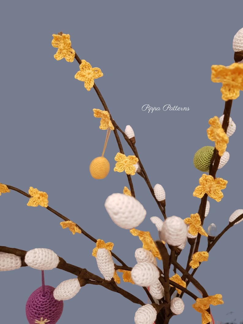 Easter Tree Crochet Pattern Pussy Willow Forsythia Easter Spring Egg photo tutorial image 7