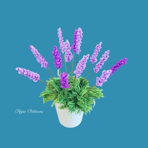 Lavender Flower Crochet Pattern photo tutorial Purple Garden House Plant Home Decor and Floral Arrangements image 5