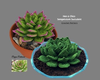 Hen & Chicks Sempervivum Plant Pattern photo tutorial -  Crochet Plant Pattern - for Décor, Bouquets and Arrangements