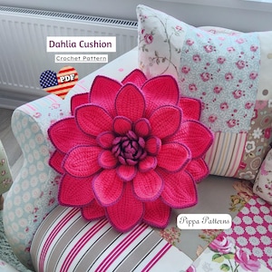 Dahlia Cushion Pattern photo tutorial -  Crochet Plant Cushion Pattern
