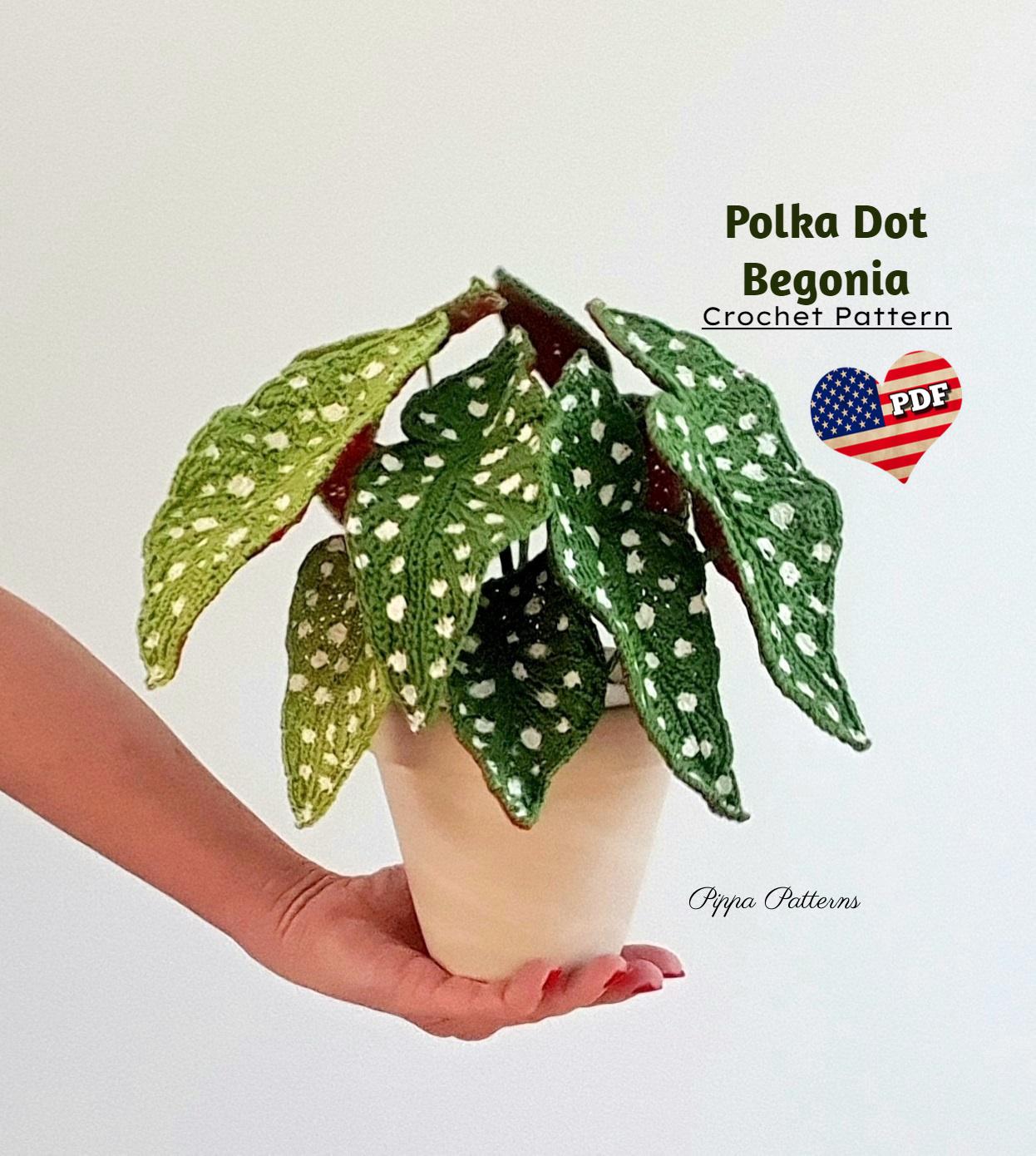 かぎ針編みで作る水玉模様のベゴニアの植物パターン：写真付き