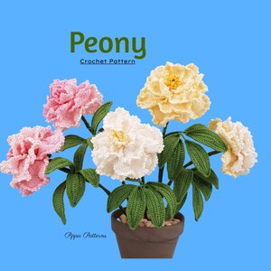 Crochet Peony Pattern - Peony - Crochet Flower Pattern - crochet pattern - photo tutorial for Decor, Bouquets and Arrangements