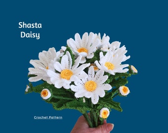 Crochet Daisy Pattern - Häkelblumenmuster - Fotoanleitung - Häkelanleitung für Dekor, Blumensträuße und Gestecke