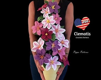 Crochet Clematis Flower Pattern: Photo Tutorial (PDF Pattern)