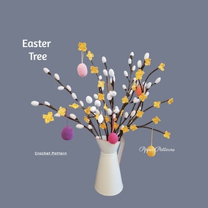 Easter Tree Crochet Pattern Pussy Willow Forsythia Easter Spring Egg photo tutorial image 1