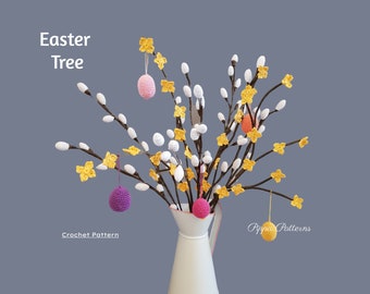 Easter Tree Crochet Pattern Pussy Willow Forsythia Easter Spring Egg  photo tutorial