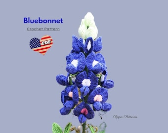Crochet Bluebonnet Flower Pattern: Photo Tutorial (PDF Pattern)