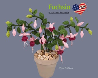 Crochet Fuchsia Flower Pattern: Photo Tutorial (PDF Pattern)