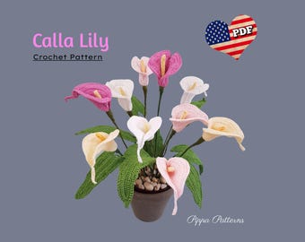 Calla Lilien Blumenstrauß Häkelanleitung: Foto-Anleitung (PDF-Häkelanleitung)