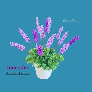 Lavender Flower Crochet Pattern photo tutorial Purple Garden House Plant Home Decor and Floral Arrangements image 1