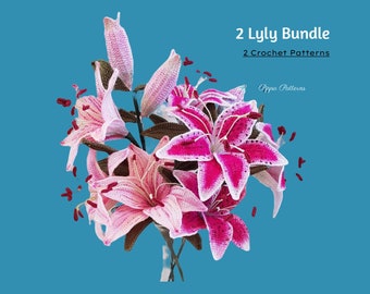 Crochet Stargazer Lily and PinkTiger Lily Flower Pattern photo tutorial and instructions  Floral Arrangements