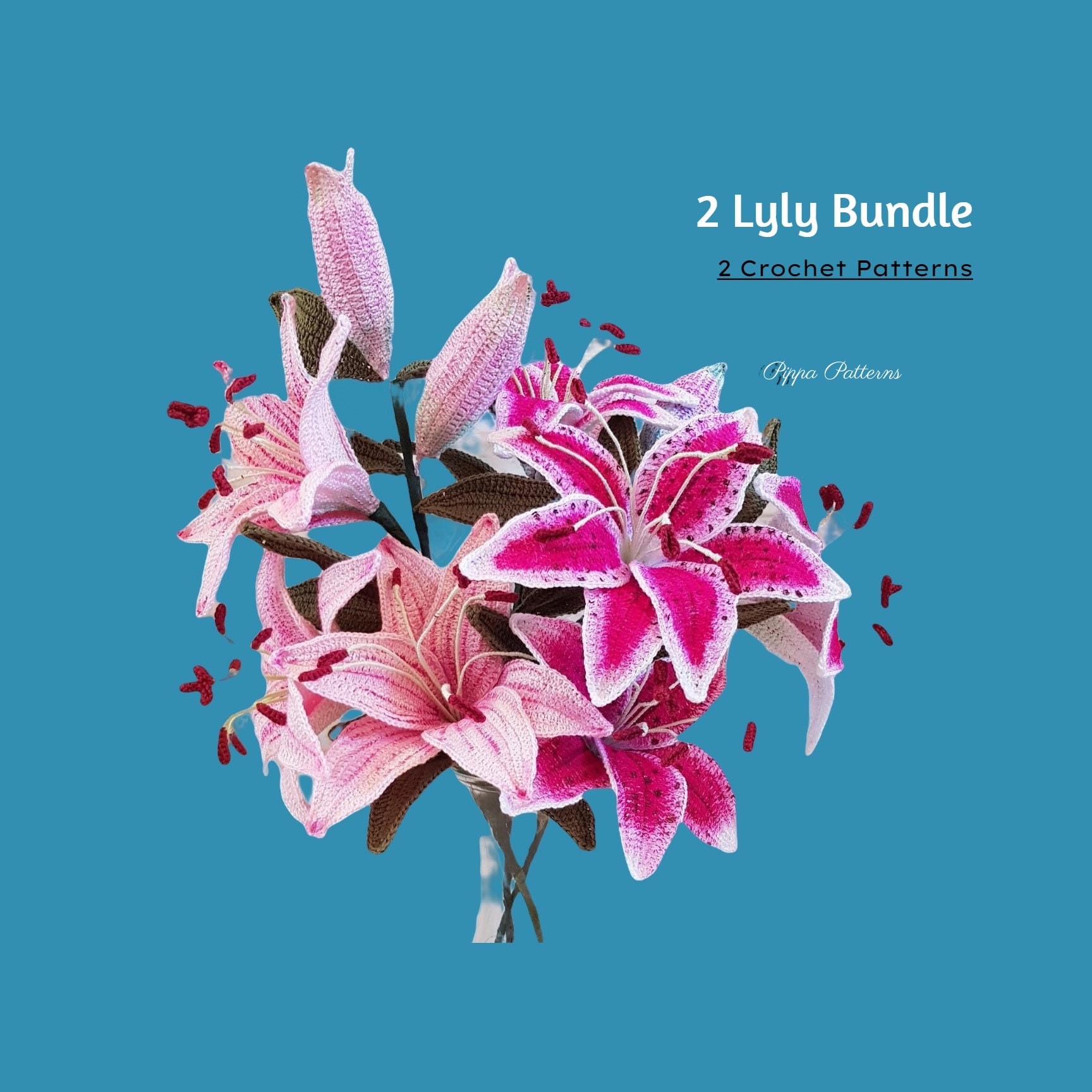 Crochet Stargazer Lily and Pinktiger Lily Flower Pattern Photo