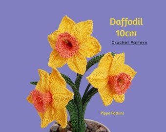 Motif de jonquille au crochet - motif de fleur au crochet - tutoriel photo - motif au crochet pour Dekor, bouquets et arrangements