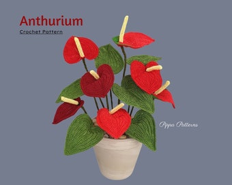 Häkelanleitung Anthurium - Häkelblumenmuster - Fotoanleitung - Häkelanleitung für Dekoration, Blumensträuße und Arrangements