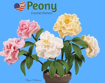 Crochet Peony Flower Pattern: Photo Tutorial (PDF Pattern)