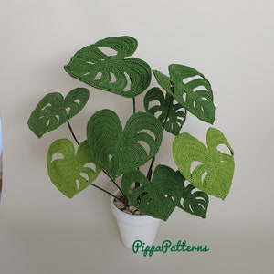 Foto-Tutorial zum Häkel-Pflanzenmuster Monstera/Schweizer Käse Häkel-Pflanzenmuster für Dekor, Blumensträuße und Arrangements Bild 6